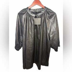 Marc New York Black Faux Leather Top Blouse Women’s 2X New